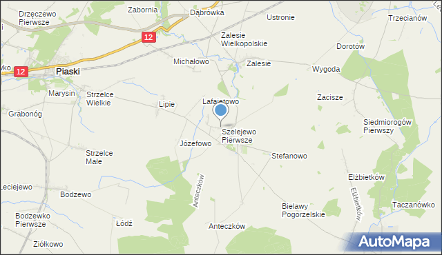 mapa Szelejewo Pierwsze, Szelejewo Pierwsze na mapie Targeo